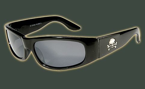 sunglasses with skull and crossbones